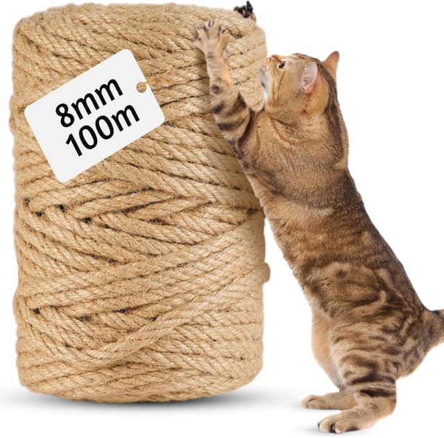 Detalle de 100 m Sisalseil für Kratzbaum (6 mm / 8 mm), Natur Sisal & Juteseil – Ersatzkordel