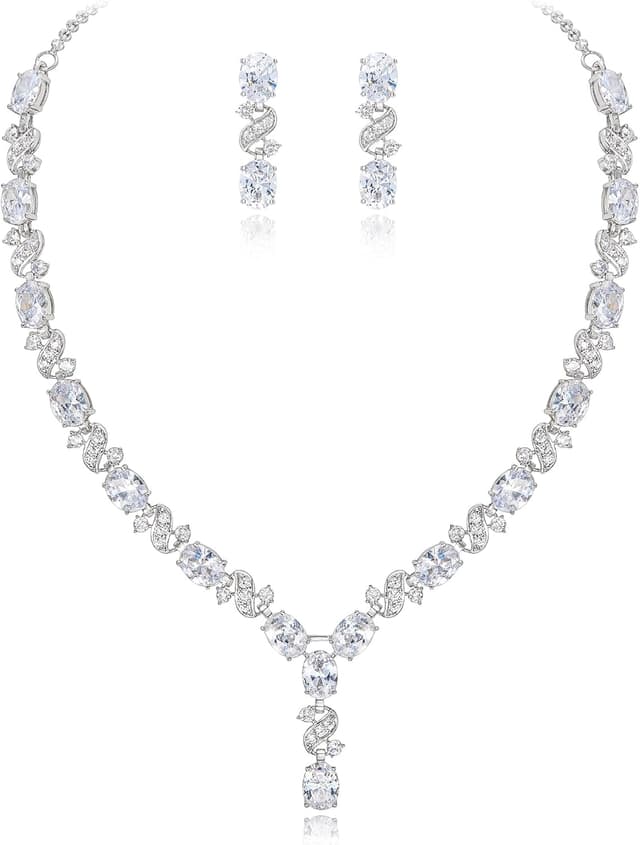 Thumbnail 6 de Parure mariage Clearine « Délicat Femme » collier + boucles d’oreilles en Zircon/Zirconium