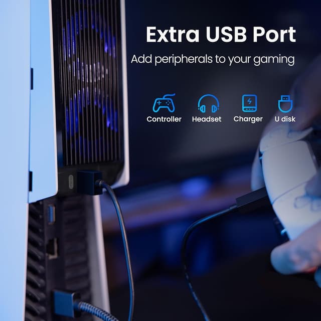 Thumbnail 6 de KIWIHOME Cooling Fan for PS5 (2020 models) with Auto Speed, USB3.0 passthrough and LED (White)