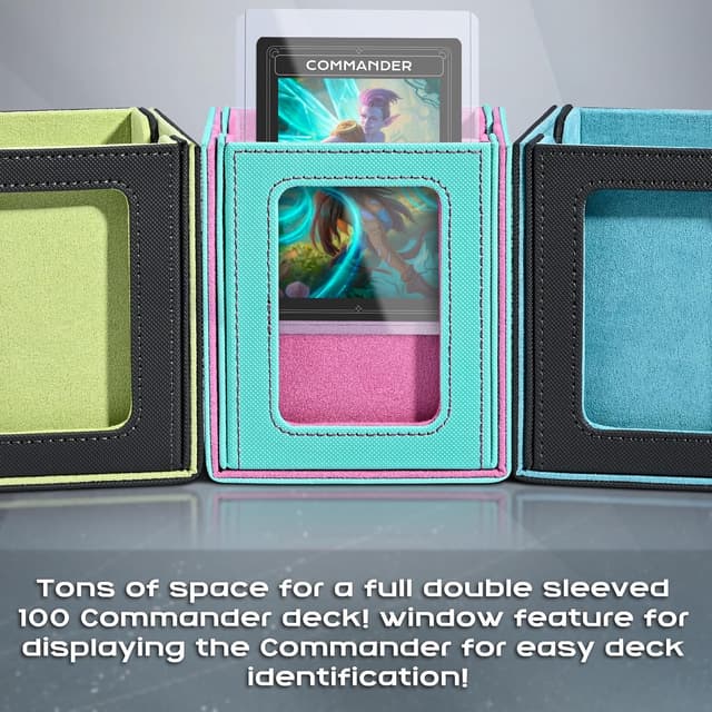 Thumbnail 6 de ZLCA MTG Deck Box with Commander Window Display (Grey & Blue) for 100 Double-Sleeved Cards