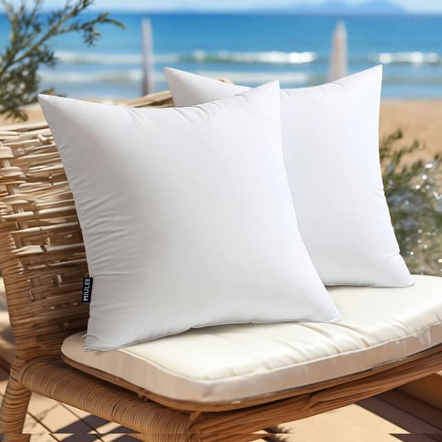 Detalle de MIULEE Outdoor Wetterfeste Kissenfüllung 40x40 cm – 2er-Set (wasserdichtes Innenkissen)