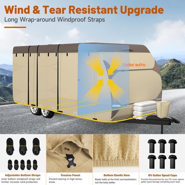 Detalle 2 de Umbrauto Travel Trailer RV Cover (24'–27') with Upgraded 7-Layer Roof & Windproof Fit
