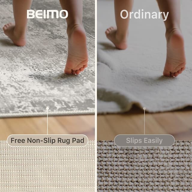Detalle 2 de BEIMO Tapis salon moderne double face 160x230 cm gris, lavable en machine