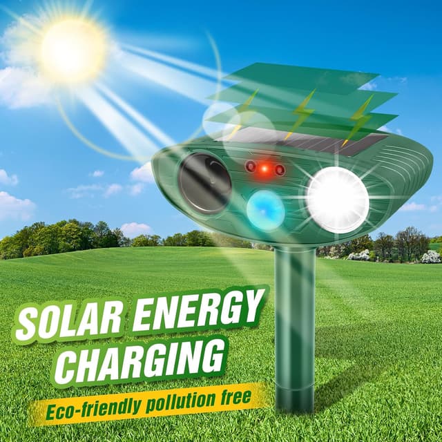 Detalle de Cat Repellent for Gardens UK – Solar Ultrasonic Cat Deterrent & Fox Repellent with Motion Sensor, LED Flash (IP44)