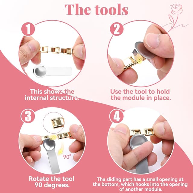 Detalle de Ouxayapl Italian Charm Bracelet Armband-Set in Gold mit 8 austauschbaren Charms (inkl. Öffnungswerkzeug) für 9-mm-Armbänder