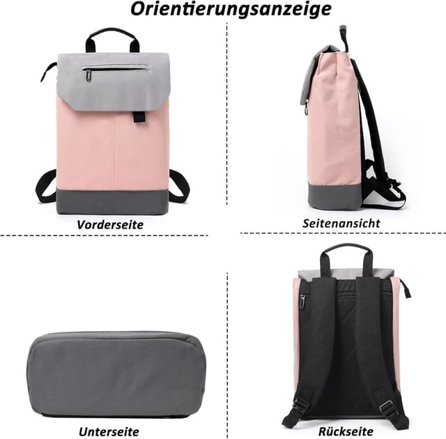 Detalle de TANTOMI Damen-Rucksack mit Laptopfach, wasserdichtem Polyester und Anti-Diebstahl-Fach