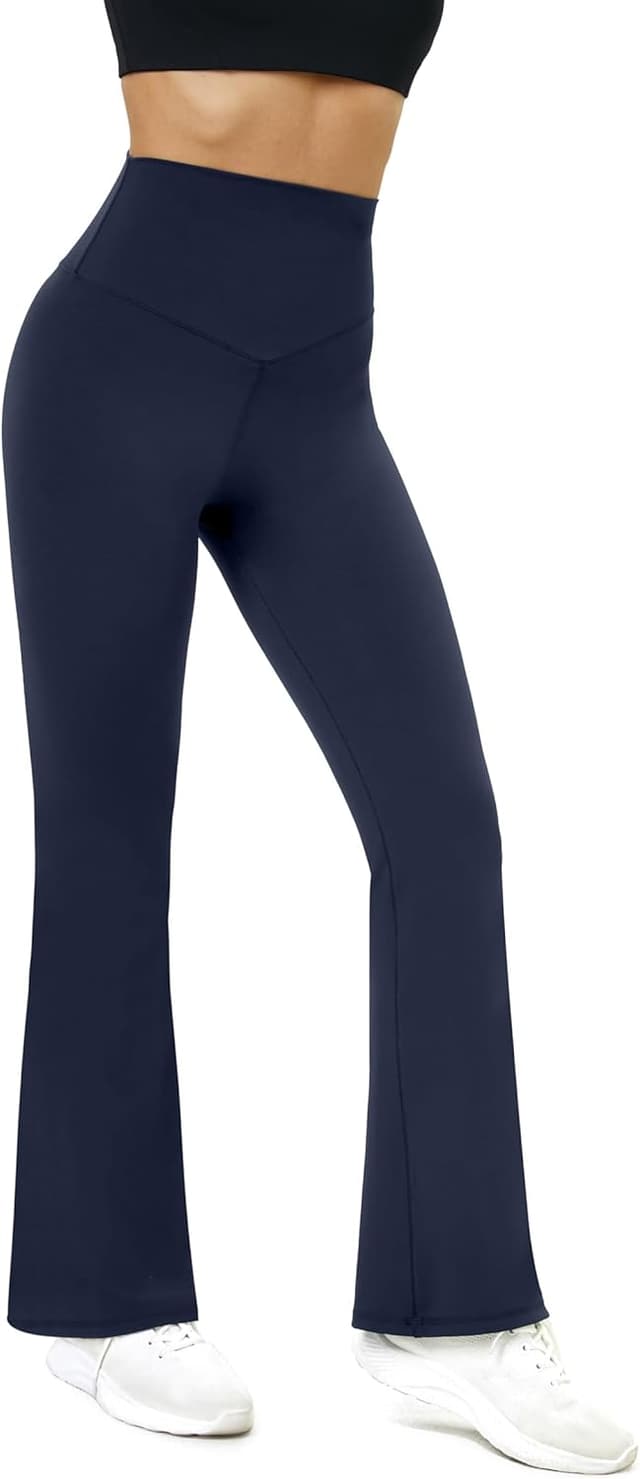 Detalle 2 de Glacspyg leggings de yoga flare taille haute pour femme, contrôle abdominal et séchage rapide