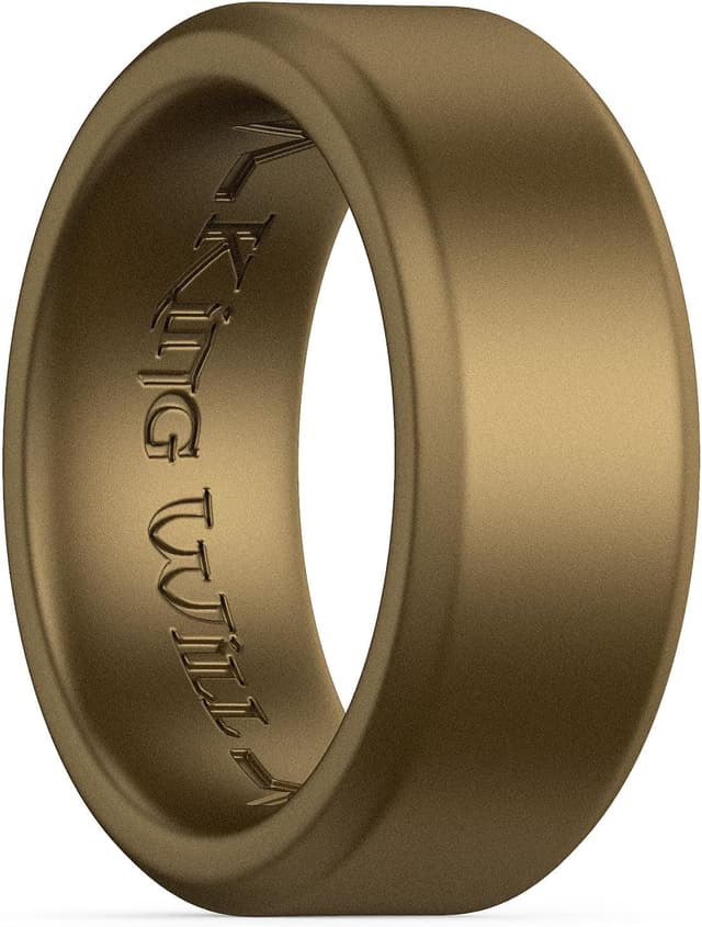 Detalle de King Will Silicone Wedding Rings (8mm) with Heart Groove – Black/Blue/Mint/Grey, 2.2mm Thick