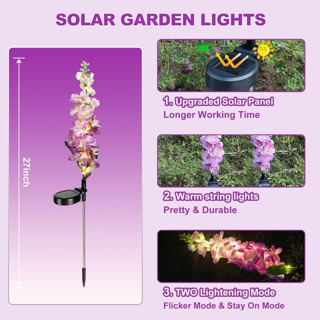 Detalle 2 de Solar flower garden lights 2 pack, 20 LEDs