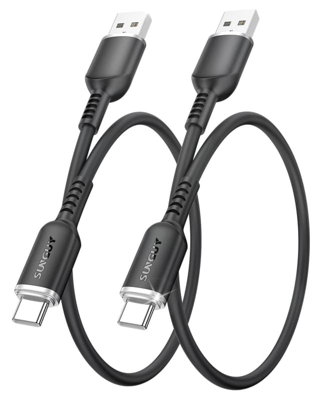 Detalle de SUNGUY Android Auto USB-C Kabel (USB-A auf USB-C) 0,3 m, 2er-Set – 3A Schnellladen & Daten für Carplay/Android Auto