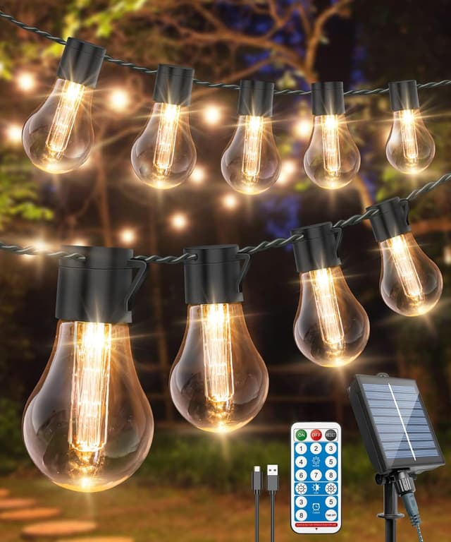 Imagen de ULIGHTOWN Solar Festoon Lights Outdoor 14m en OfertitasTOP
