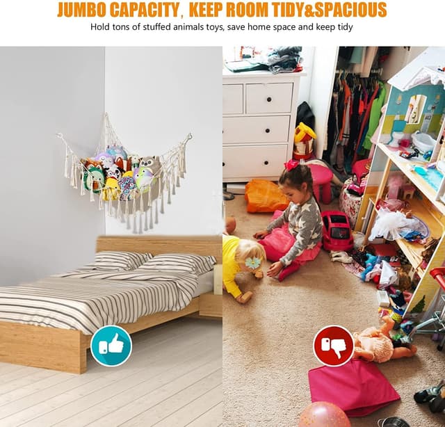 Thumbnail 2 de Hamac à peluches fileté 140x107 cm blanc