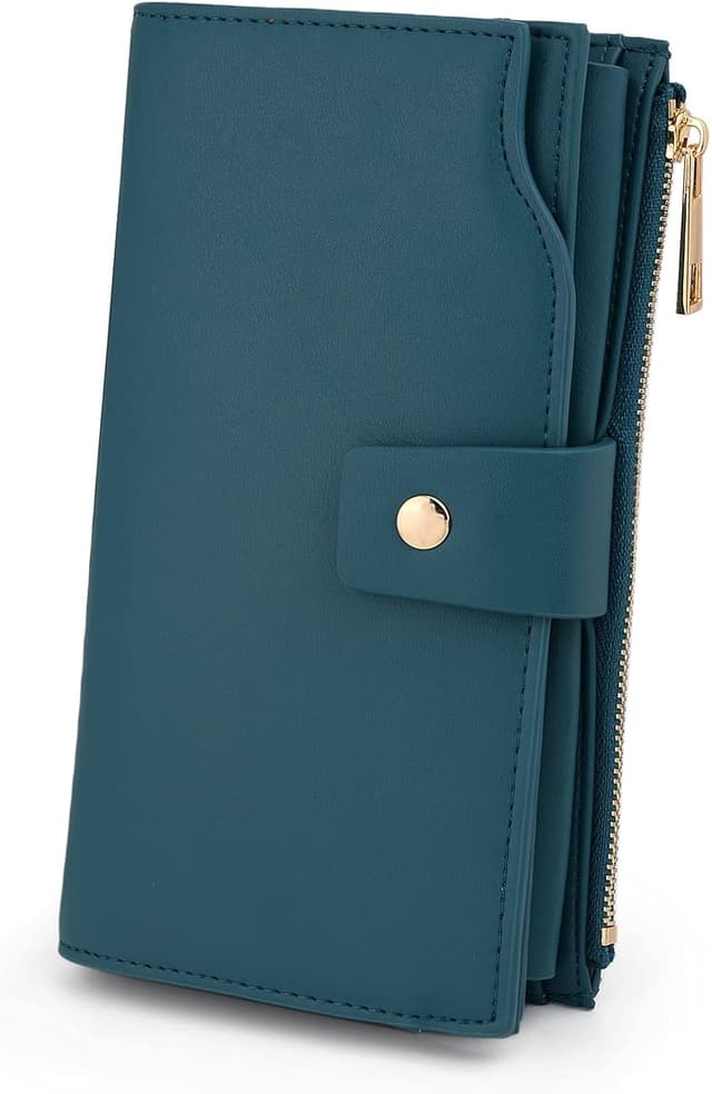 Thumbnail 6 de UTO Damen-Geldbörse mit RFID-Blocking, große Kapazität und Wristlet-Clutch (21 Kartenfächer) – vegan