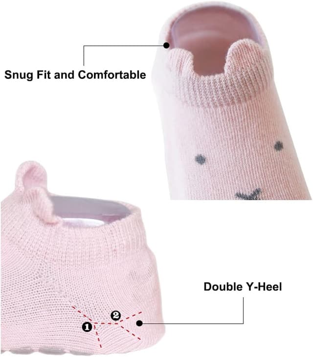 Detalle 1 de Exemaba Baby non-slip grip ankle socks (5 pairs) for toddlers – cartoon anti-skid socks