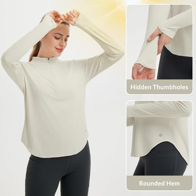 Detalle 1 de baleaf Women’s Sun Shirts Hiking Shirt (Lightweight Long Sleeve) UPF50+ Half Zip Rash Guard
