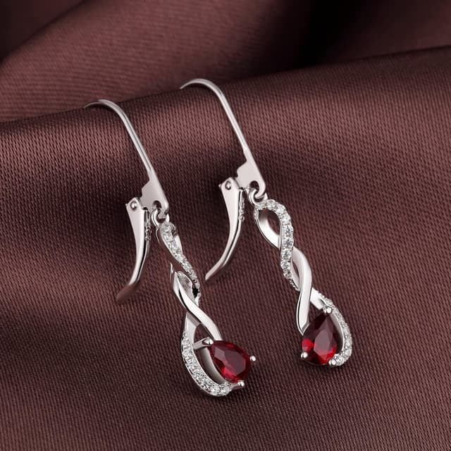 Detalle de Jiamiaoi Infinity-Ohrhänger aus 925 Sterling Silber, 18K Weißgold-plattiert mit Zirkonia – in Silber