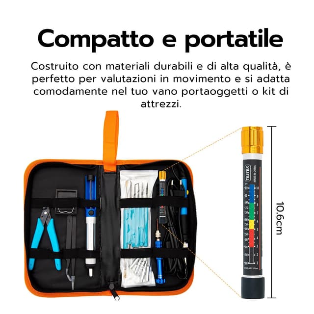 Detalle de Tolesum misuratore di vernice per auto (spessimetro magnetico con punta) per verificare riverniciature e danni
