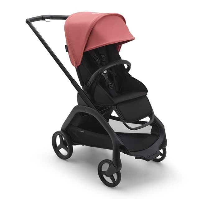 Detalle de Bugaboo Dragonfly silla de paseo base negro, capota rojo amanecer 🚼
