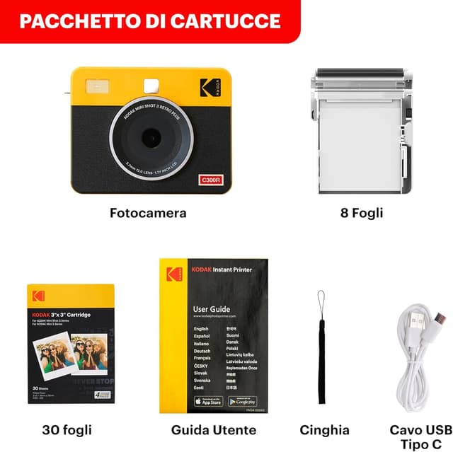 Thumbnail 6 de KODAK Mini Shot 3 Retro: fotocamera istantanea con stampante fotografica 2-in-1 (bianca), 38 fogli, formato 7,6×7,6 cm