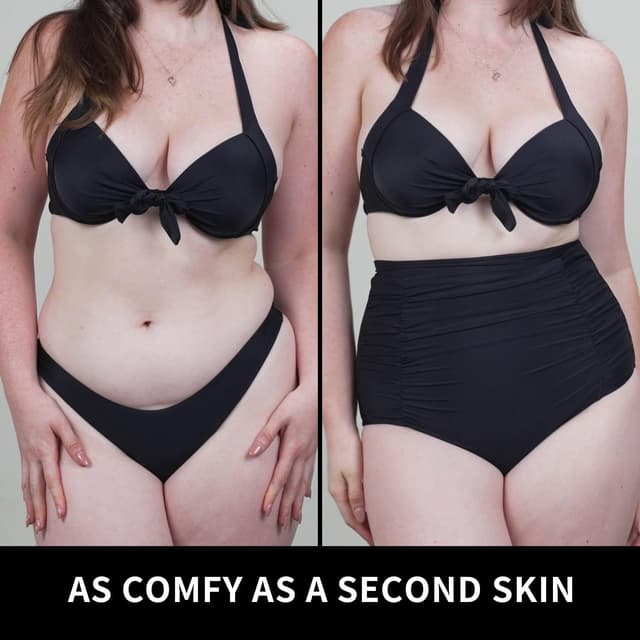 Detalle 2 de Ocean Blues Women’s High Waisted Tummy Control Bikini Bottoms with Ruched Retro Fit