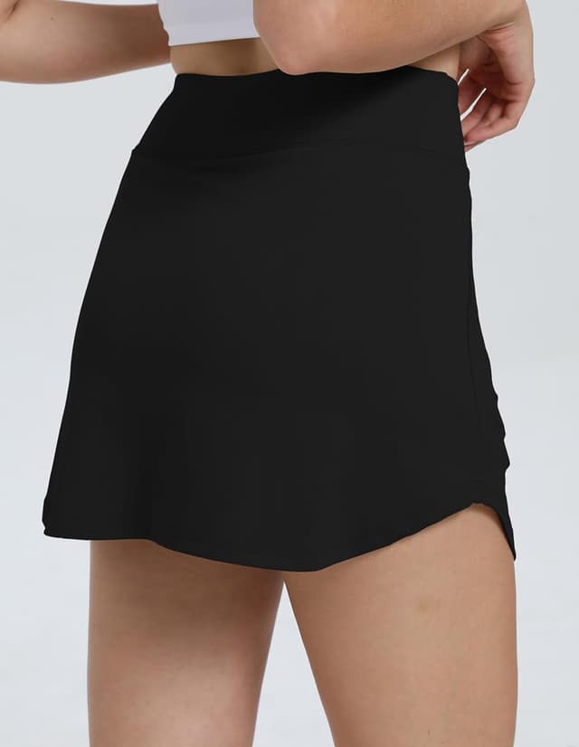 Detalle de Damen Sport-Hosenrock mit Reißverschluss-Taschen, elastischer High-Waist Bund – ideal für Wandern, Tennis und Golf