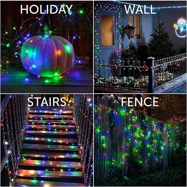 Detalle 2 de Lot de 2 guirlandes lumineuses solaires mafiti : 12 m, 120 LED, 8 modes pour extérieur