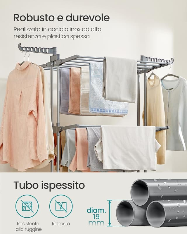 Detalle 2 de SONGMICS Stendibiancheria 4 livelli 41 kg