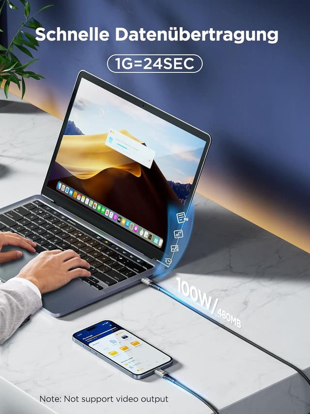 Detalle de USB C Kabel 100W 🔌