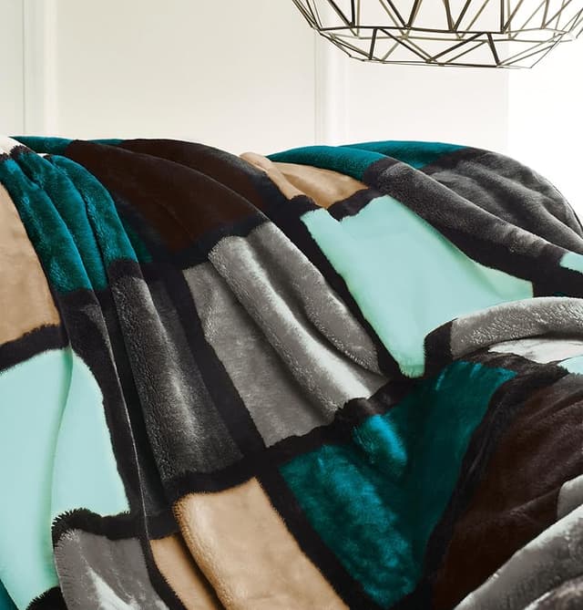 Thumbnail 3 de Gözze - Manta Cachemira 500 g/m², 150x200 cm, Azul/Turquesa🧣