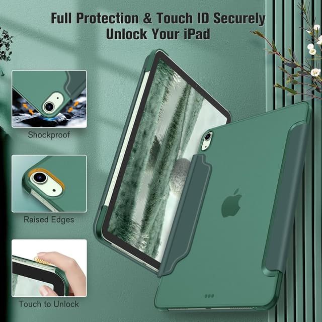 Thumbnail 6 de Fintie Hülle für iPad Air 11 Zoll (M4/M3/M2, 2026/2025/2024) & iPad Air 5/4 Gen – Dunkelgrün, magnetischer Verschluss