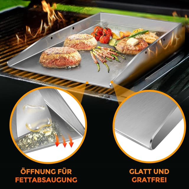 Detalle 2 de Grillplatte Plancha 4 mm Edelstahl 40 x 30 cm