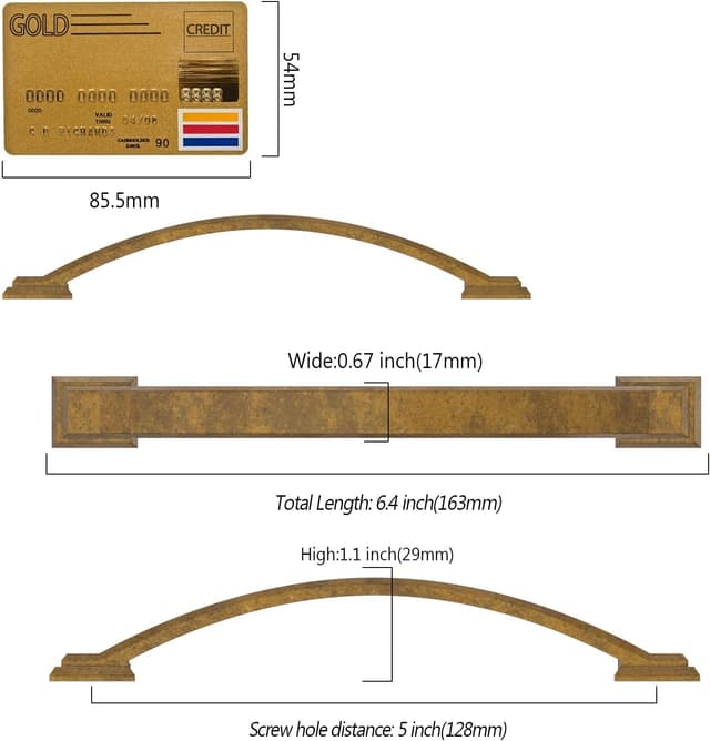 Detalle 2 de Amerdeco set da 10 maniglie antiche per mobili cucina, interasse fori 128 mm bronzo UK0081