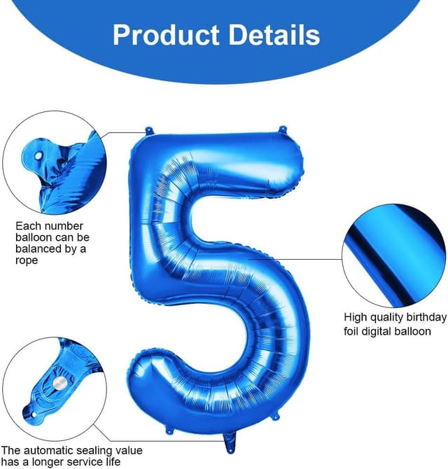 Thumbnail 2 de OFFCUP Globo 5 Azul 101 cm Birthday Numbers