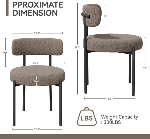 Detalle de Hawthyhome Esszimmerstühle im 4er-Set mit Bouclé-Optik, gepolstert & Metall-/Holzbeinen (grau-braun)
