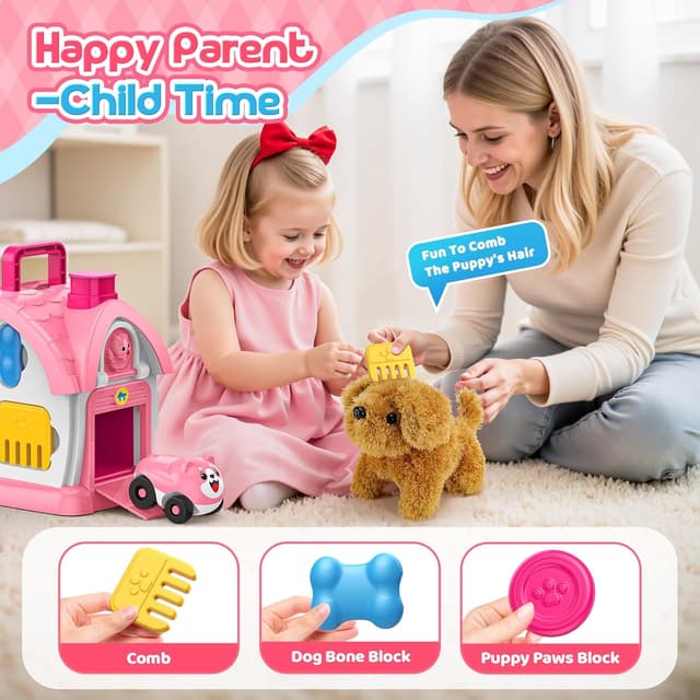 Detalle de 6-in-1 Montessori activity house toy for 1–2 year old girls (music, lights, sound & car play)