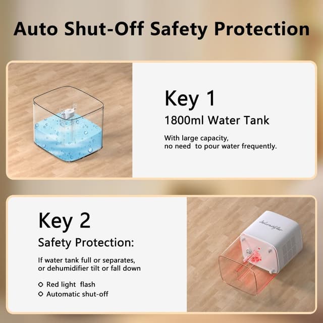 Thumbnail 2 de Small Dehumidifier 1800ML for 230 ft² 🏠