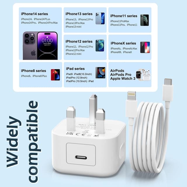 Thumbnail 5 de for iPhone USB‑C Fast Charger Plug and Cable 20W PD ⌘