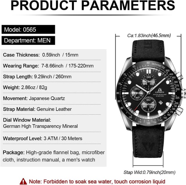 Thumbnail 6 de LN LENQIN Orologio Uomo Analogico 30M