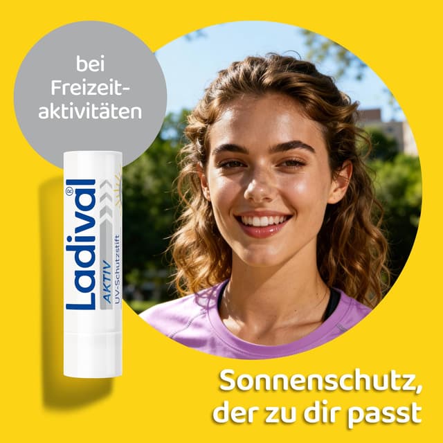 Detalle de Ladival Aktiv UV-Schutzstift Lippen LSF 50+ mit Jojoba-Öl (wasserfest, UVA/UVB) – 4,8 g