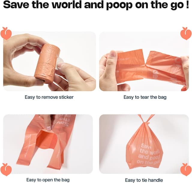 Detalle 2 de Hundekotbeutel biologisch abbaubar mit Henkel & Spender – 720 Stück (60 Rollen) mit Duft