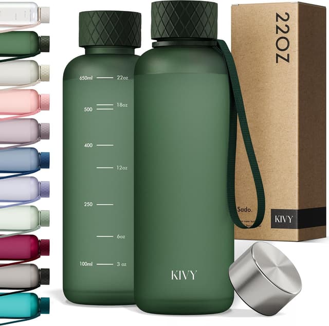 Detalle de KIVY Slim 22oz Tritan Reusable Water Bottle (Leak Proof, BPA-Free, Dishwasher Safe) — No Straw