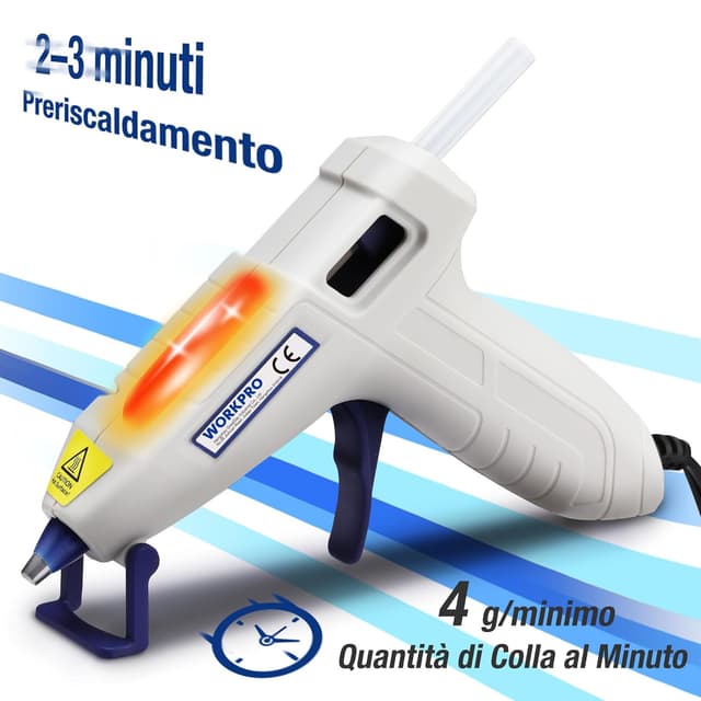 Detalle de WORKPRO Mini Pistola per Colla a Caldo 10W con 20 stick 7x100 mm