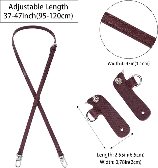 Detalle 2 de Gastinsave Handbag Strap Replacement for Longchomp Mini Tote – Genuine Leather, Adjustable Crossbody