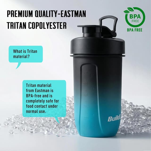Detalle de BuildLife Protein Shaker Bottle 600ml Tritan