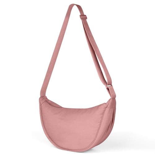 Detalle de Aucuu Bolso Bandolera para Mujer estilo media luna impermeable (rosa) con correa ajustable