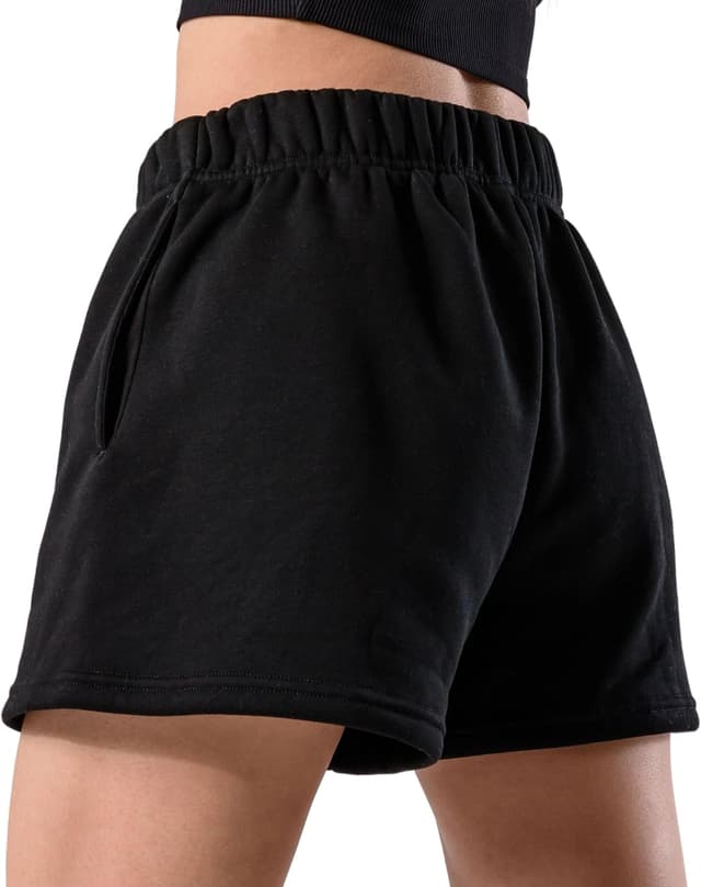 Detalle de Kamo Fitness CozyTec Sweat Shorts for Women — High-Waisted Lounge Cotton Shorts with Pockets