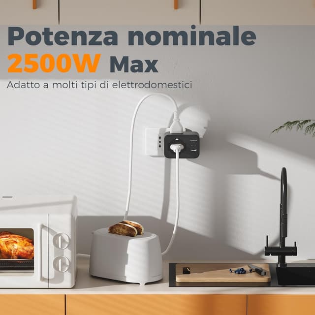 Thumbnail 3 de TESSAN Presa Multipla 2500W con USB C