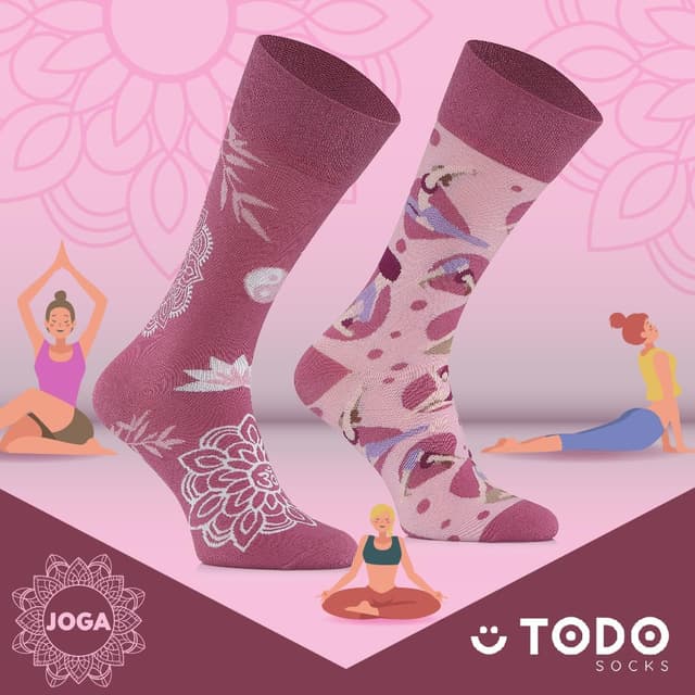 Detalle de TODO Colours Lustige Socken mit Motiv (Yoga): bunte Socken für Damen & Herren