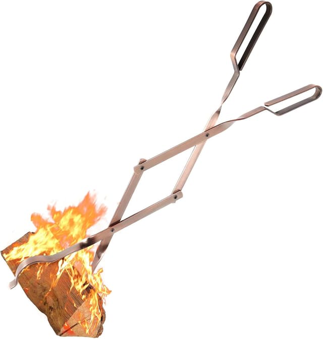 Detalle de Uten pinze per caminetti in acciaio inox, lunghe 64 cm (25,2”): per legna e carbone, uso interno ed esterno