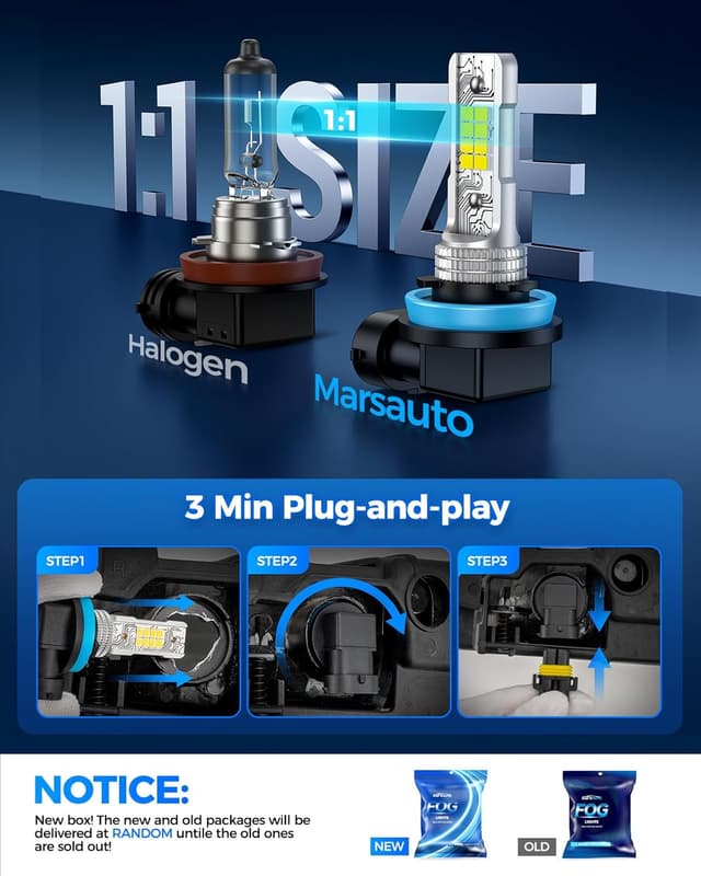 Thumbnail 2 de Marsauto H11 LED Fog Light Bulbs 10000LM